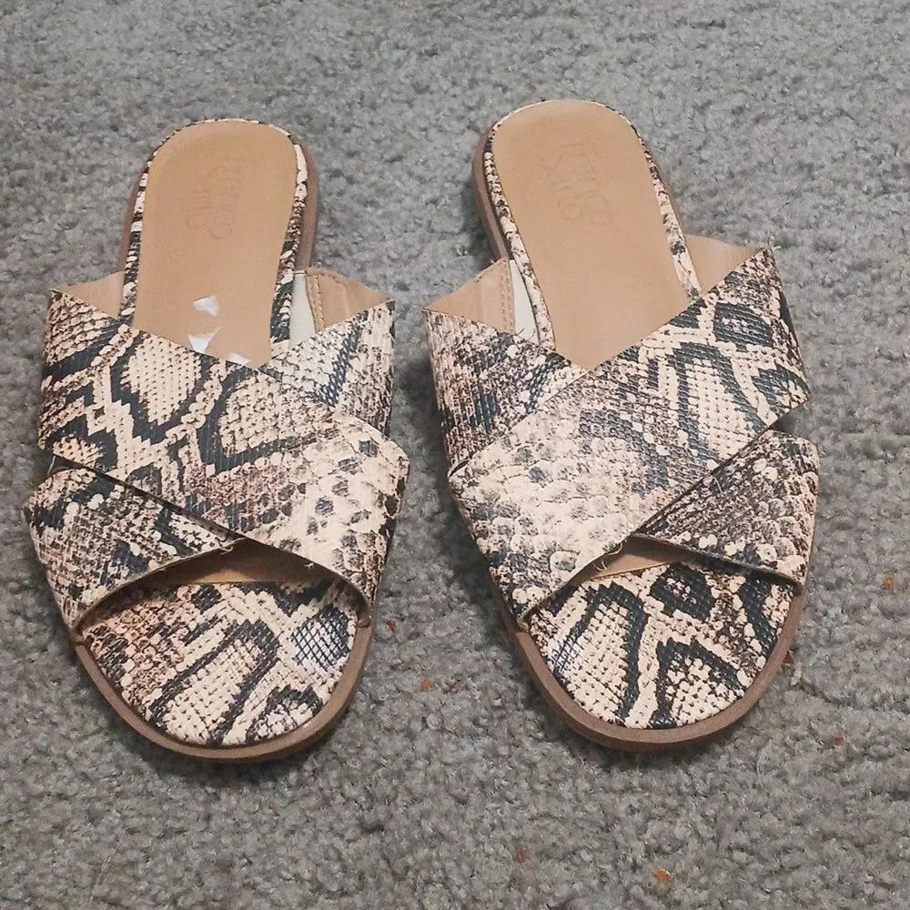 Franco Sarto Marcos snakeskin print slides sandals Sz 8.5 EUC - Picture 2 of 8